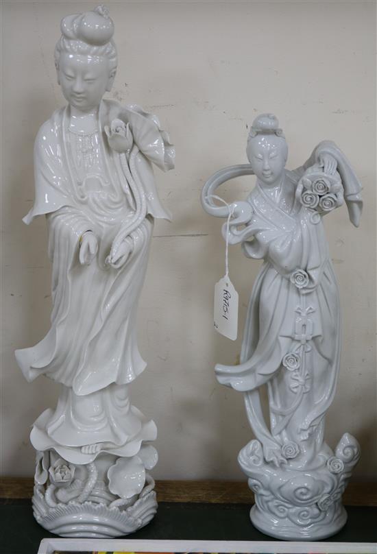 Two blanc de chine figures tallest 47cm